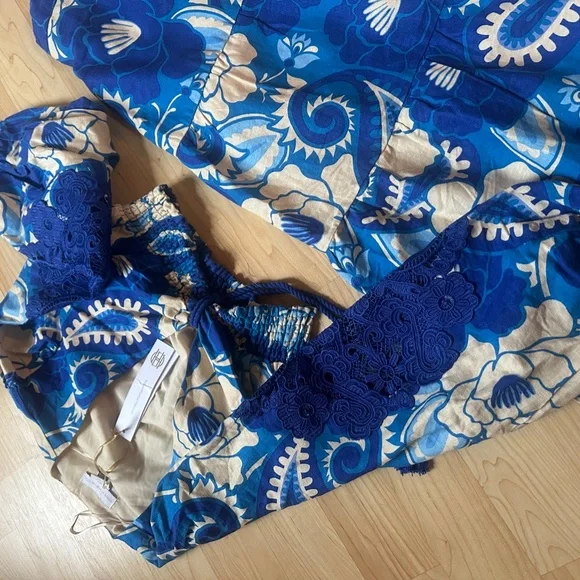 House of Harlow 1960 2 Piece Linen Maxi Skirt Set - Picture 6 of 8